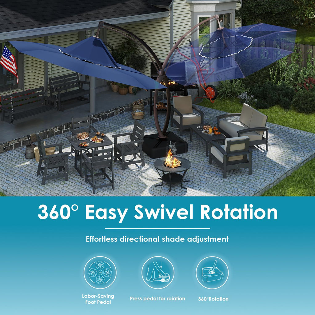 11-FT Patio Offset Cantilever Umbrella with Base V257404