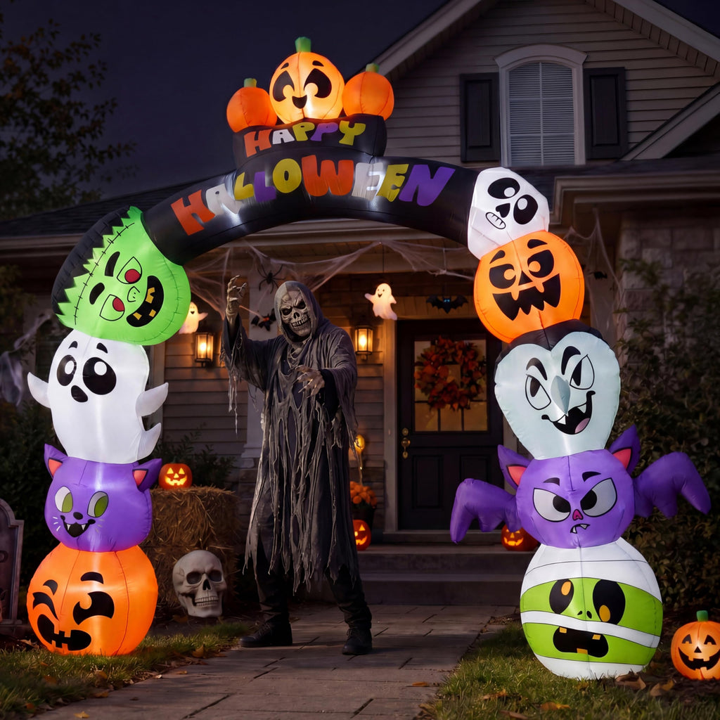 8 FT Halloween Inflatable Pumpkin Archway with LED Lights N582051