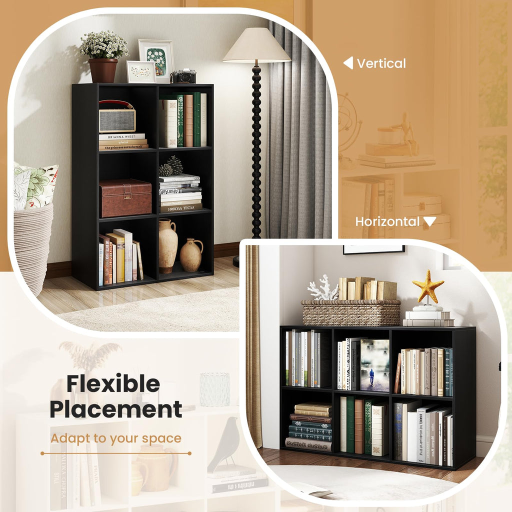 Black 6-Cube 3-Tier Bookcase P4270
