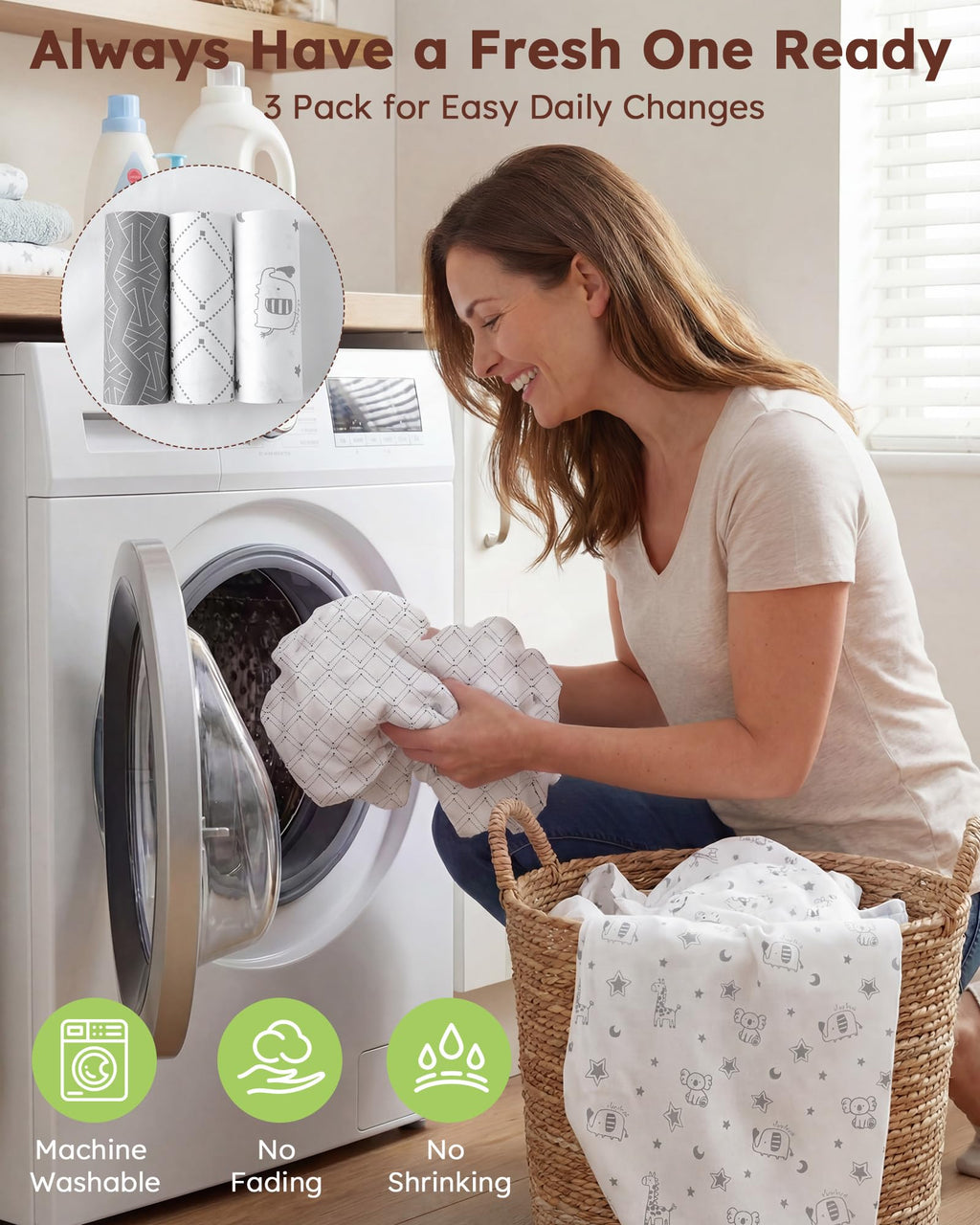 Baby Pack and Play Sheets Fitted 38x26 White Dark Gray U2073