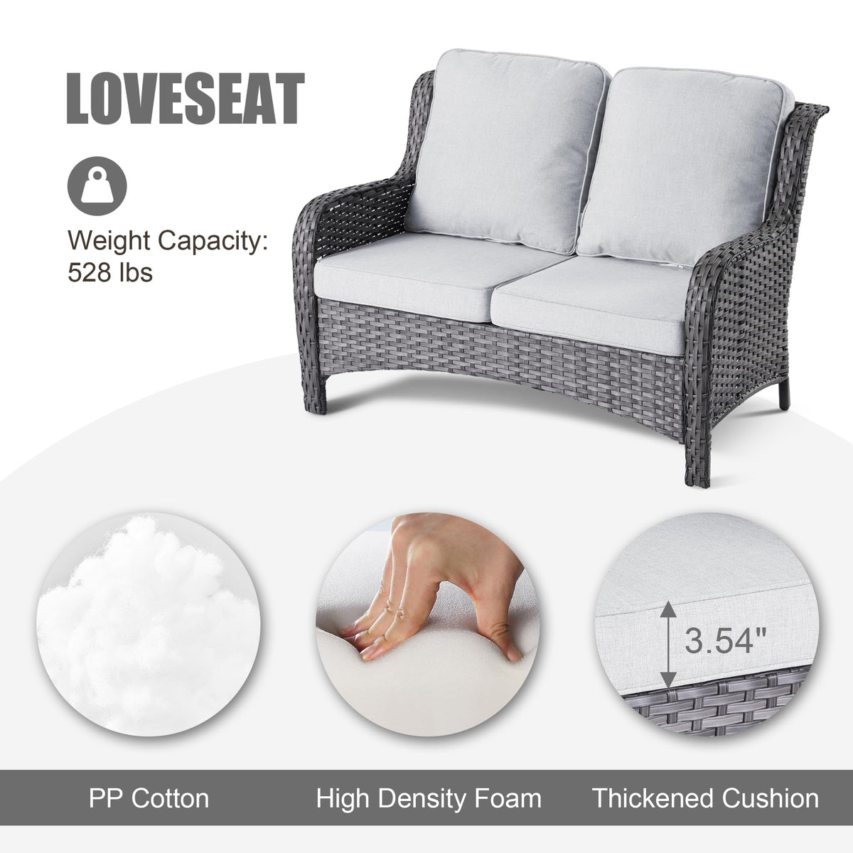 5 Piece Wicker Sofa Set with Fire Pit Table A5715