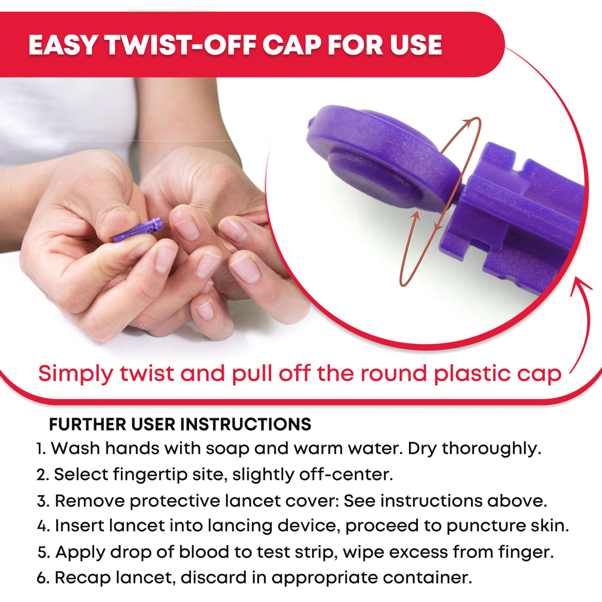 Sterile Twist-Cap Lancets 30G Purple 500 Count U150109