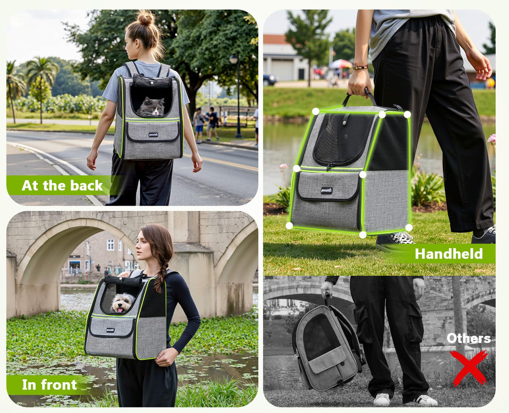 Expandable Cat Backpack Carrier with Ventilated Mesh, Grey T959