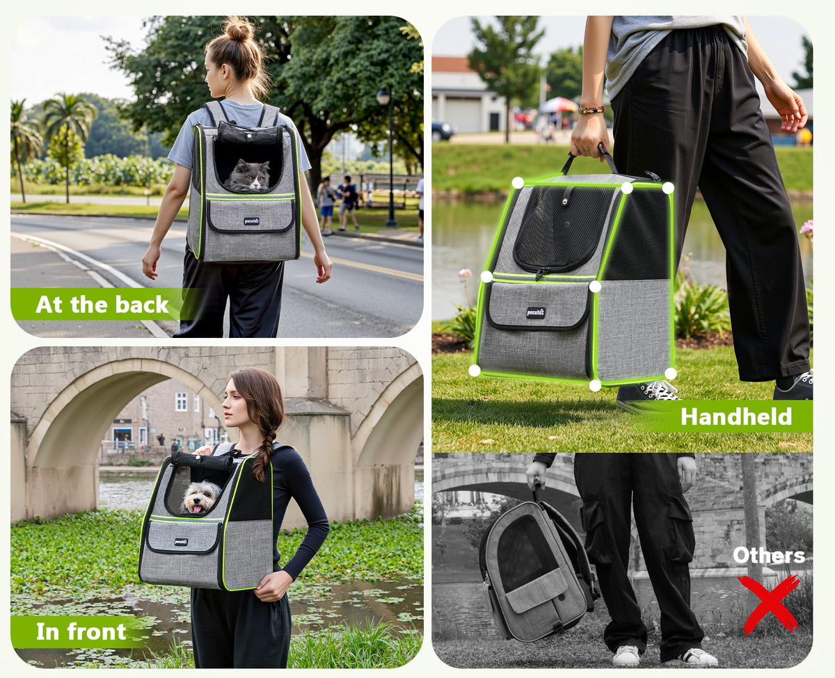 Expandable Cat Backpack Carrier with Ventilated Mesh, Grey T959