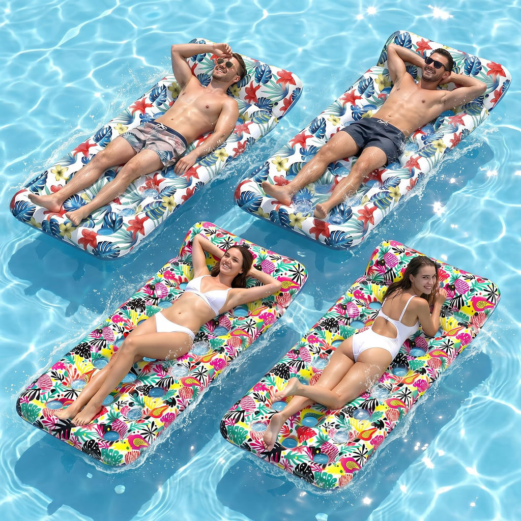 4 Pack Oversized Inflatable Pool Floats with Headrest G887197