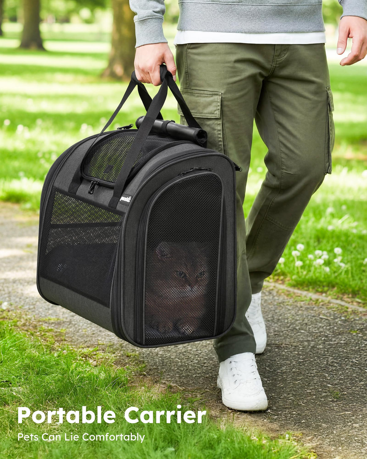 Dark Grey Cat Backpack with Breathable Mesh S246710