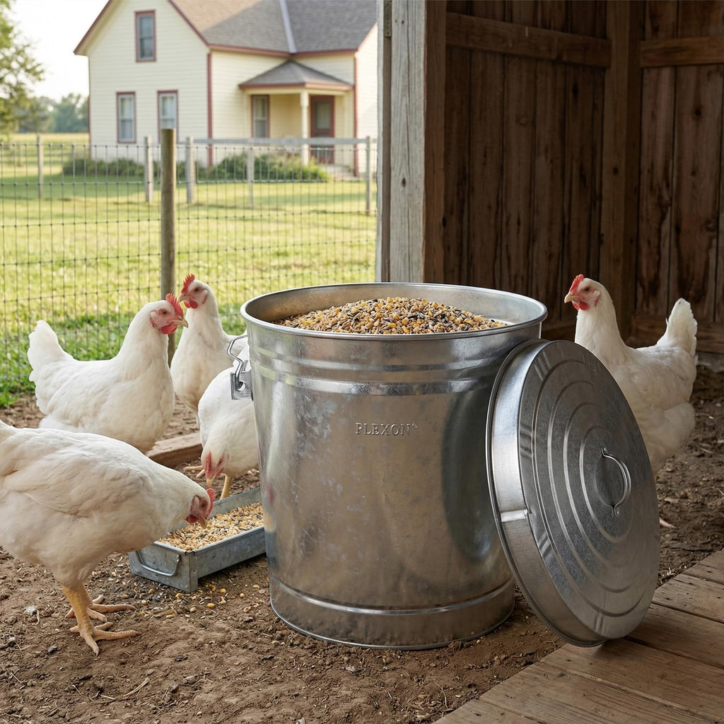 6 Gallon Galvanized Metal Trash Can with Lid Z742