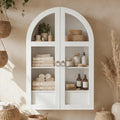 White Arched Bathroom Wall Cabinet with Tempered Glass Door and Adjustable Shelf F137