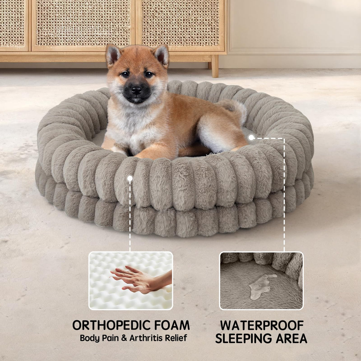30 Inches Round Washable Dog Bed J3705