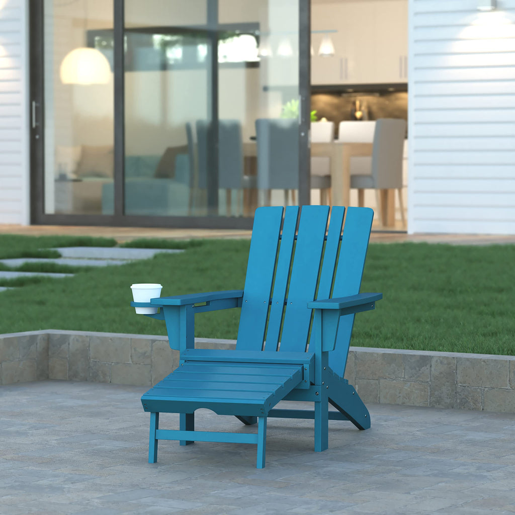 Blue Adirondack Lounge Chair with Ottoman Z10306