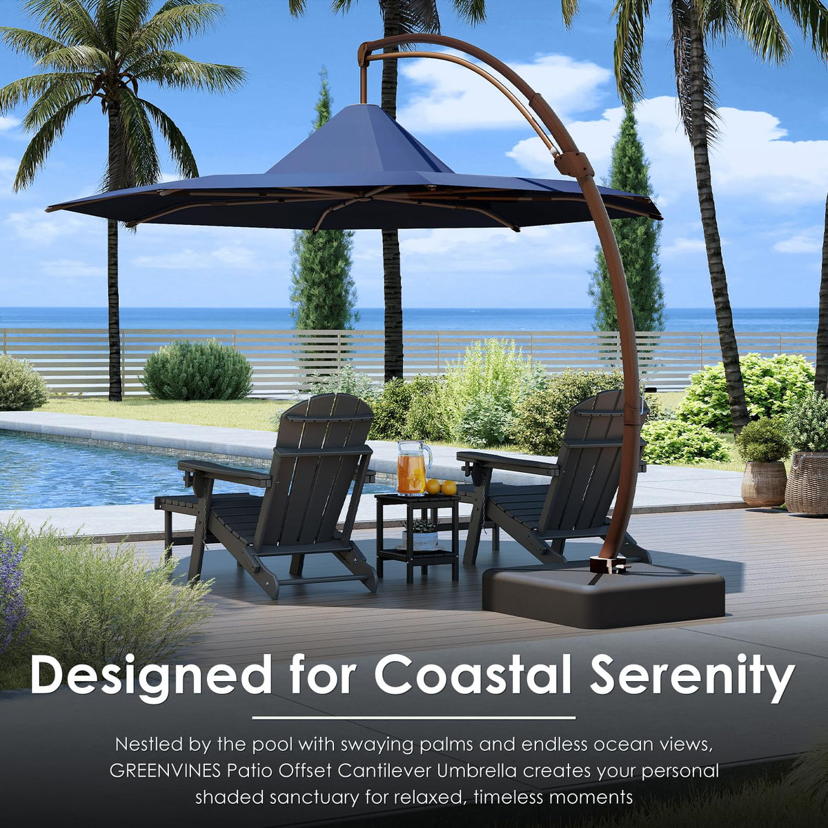 11-FT Patio Offset Cantilever Umbrella with Base V257404