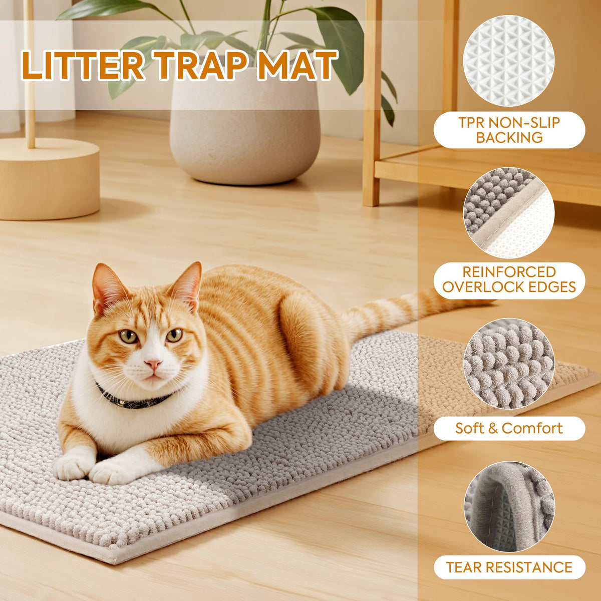 Soft Chenille Cat Litter Box Mat 48'' x 36'' M9997