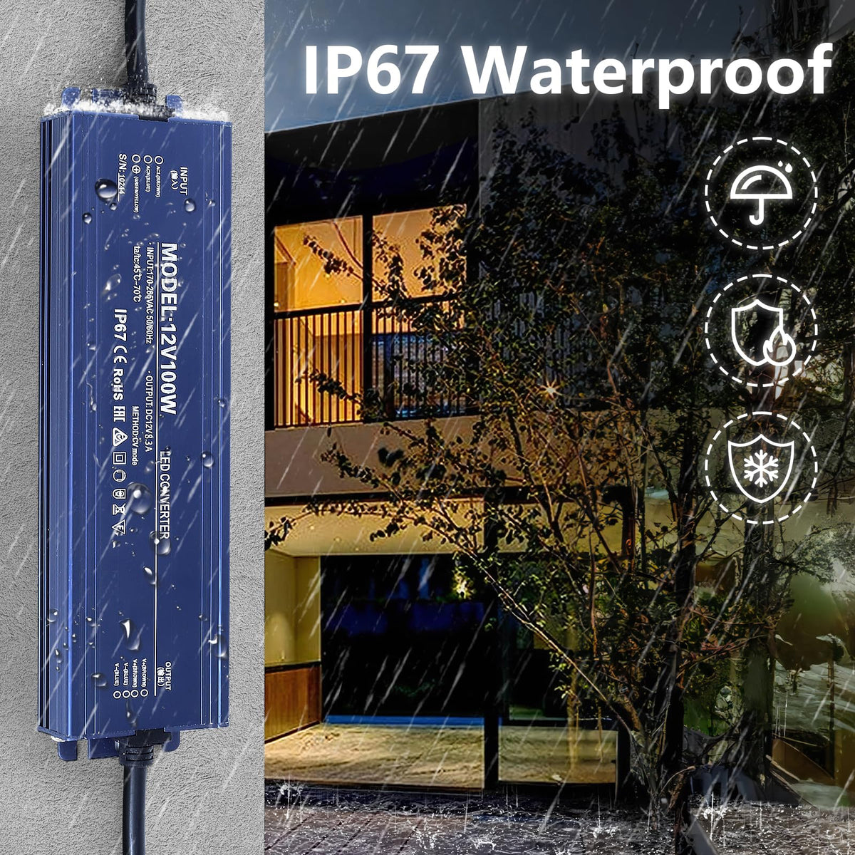 Waterproof IP67 12V 200W Ultra Slim LED Driver Transformer B61079
