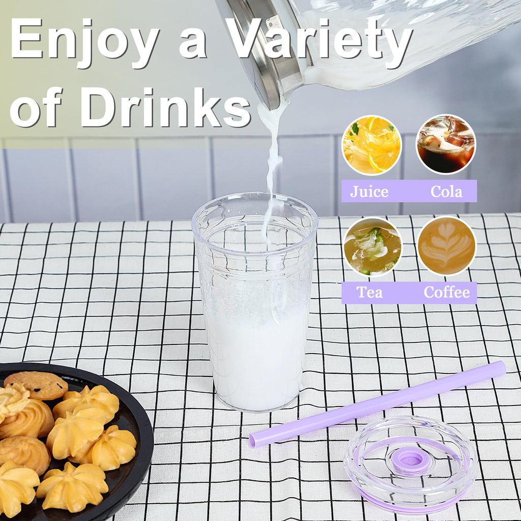 6 Pack 16Oz Acrylic Tumbler with Straw and Lid A538296