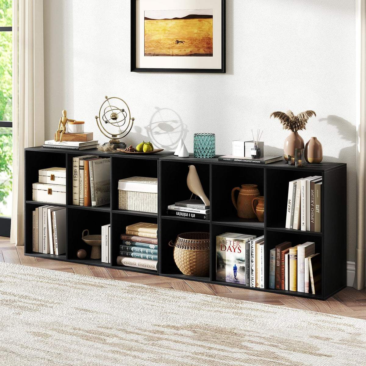 Black 6-Cube 3-Tier Bookcase P4270