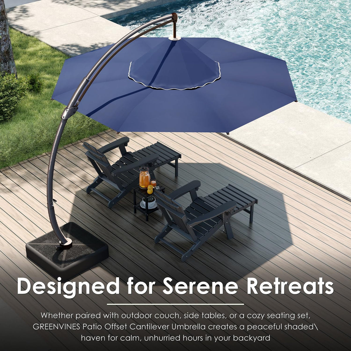 11-FT Patio Offset Cantilever Umbrella with Base V257404