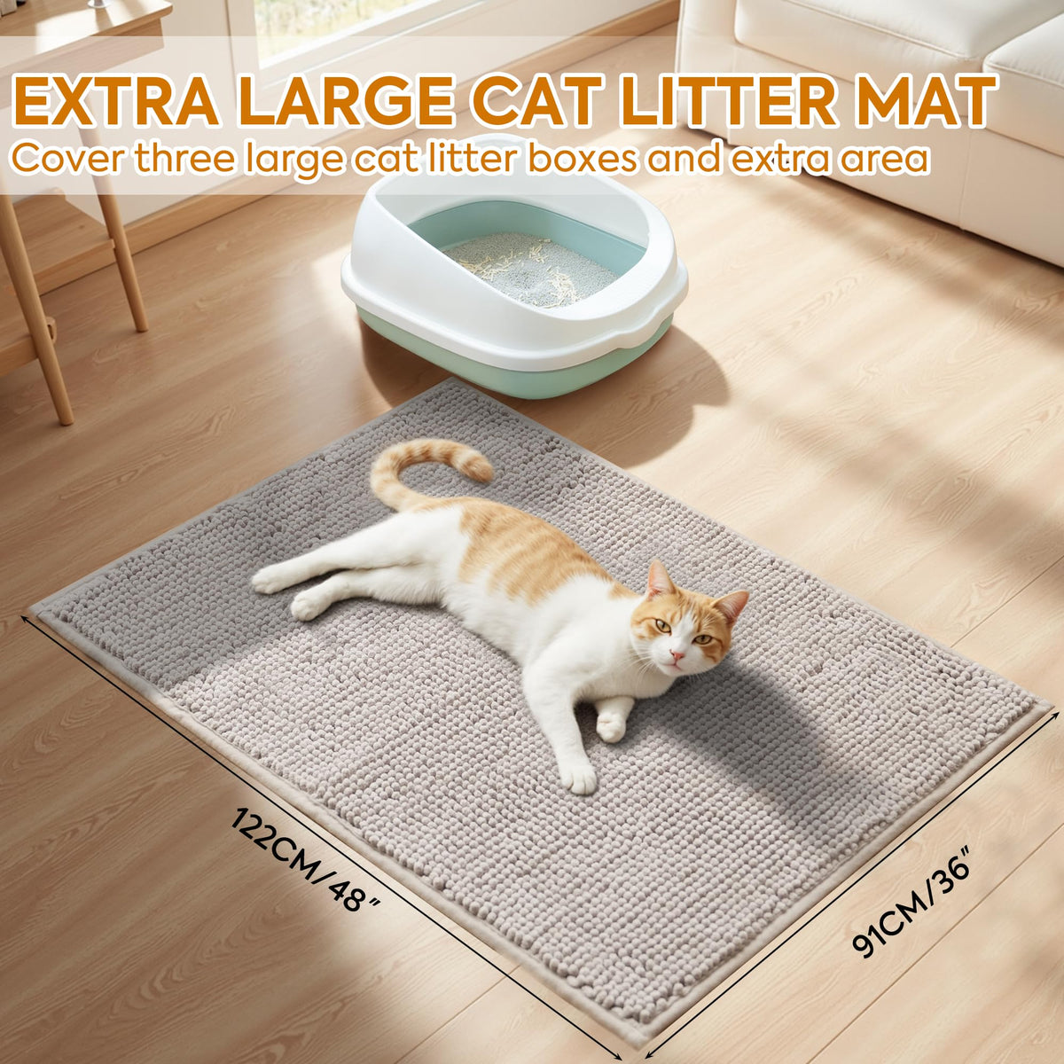 Soft Chenille Cat Litter Box Mat 48'' x 36'' M9997