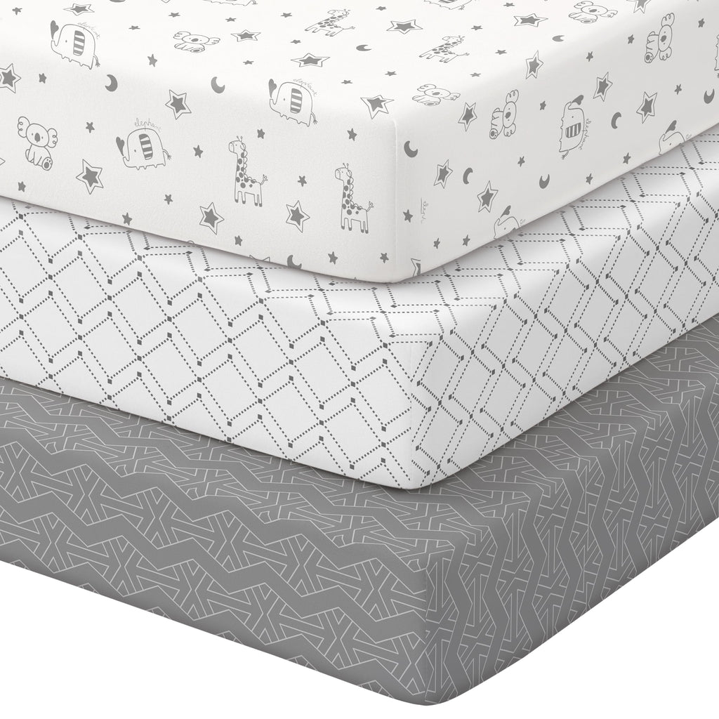 Baby Pack and Play Sheets Fitted 38x26 White Dark Gray U2073