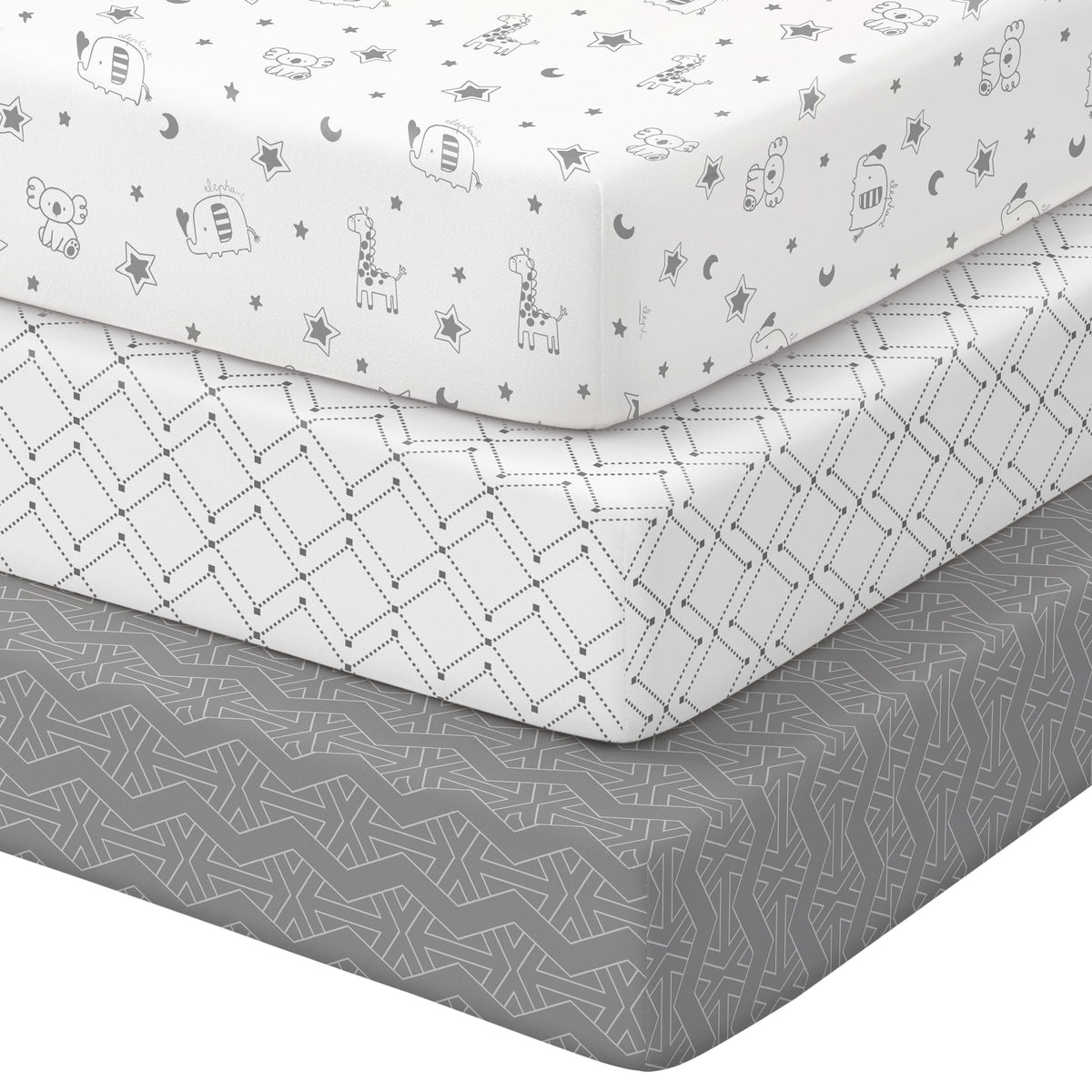 Baby Pack and Play Sheets Fitted 38x26 White Dark Gray U2073