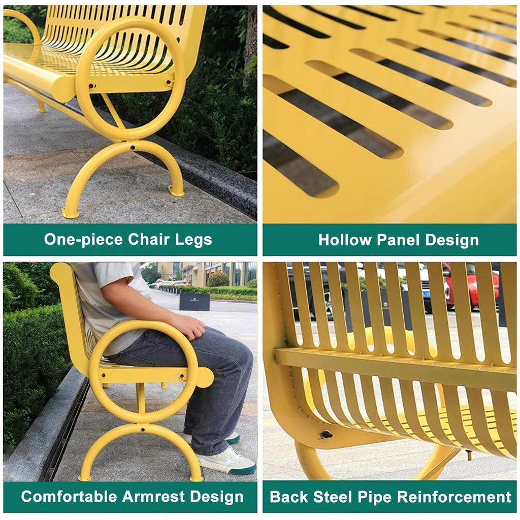 Metal Garden Bench with Backrest and Armrests W1602