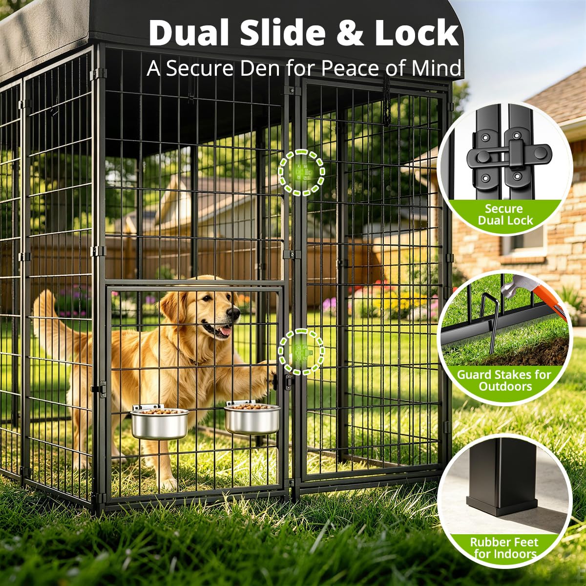 8x4x6ft Outdoor Dog Kennel with Roof J225