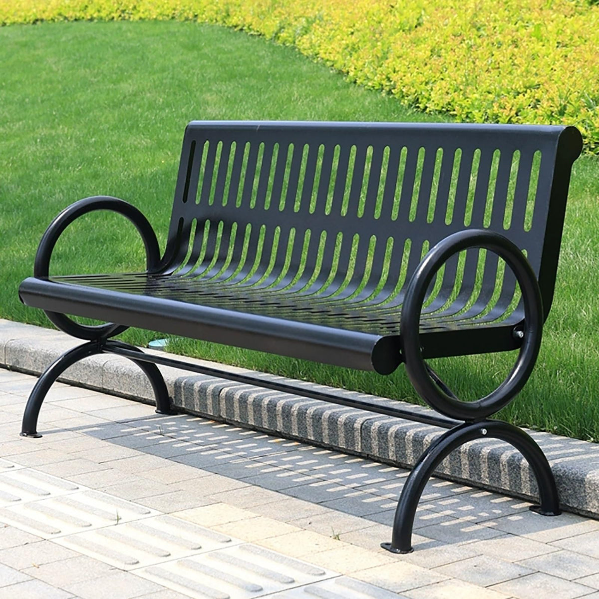 Metal Garden Bench with Backrest and Armrests W1602
