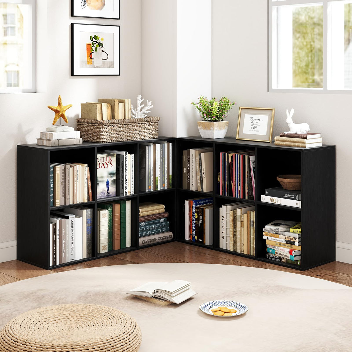 Black 6-Cube 3-Tier Bookcase P4270