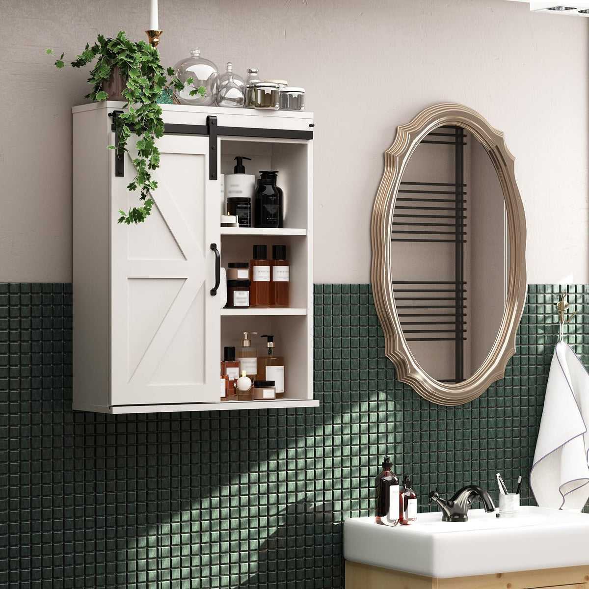 Wall Cabinet with Sliding Barn Door U77165
