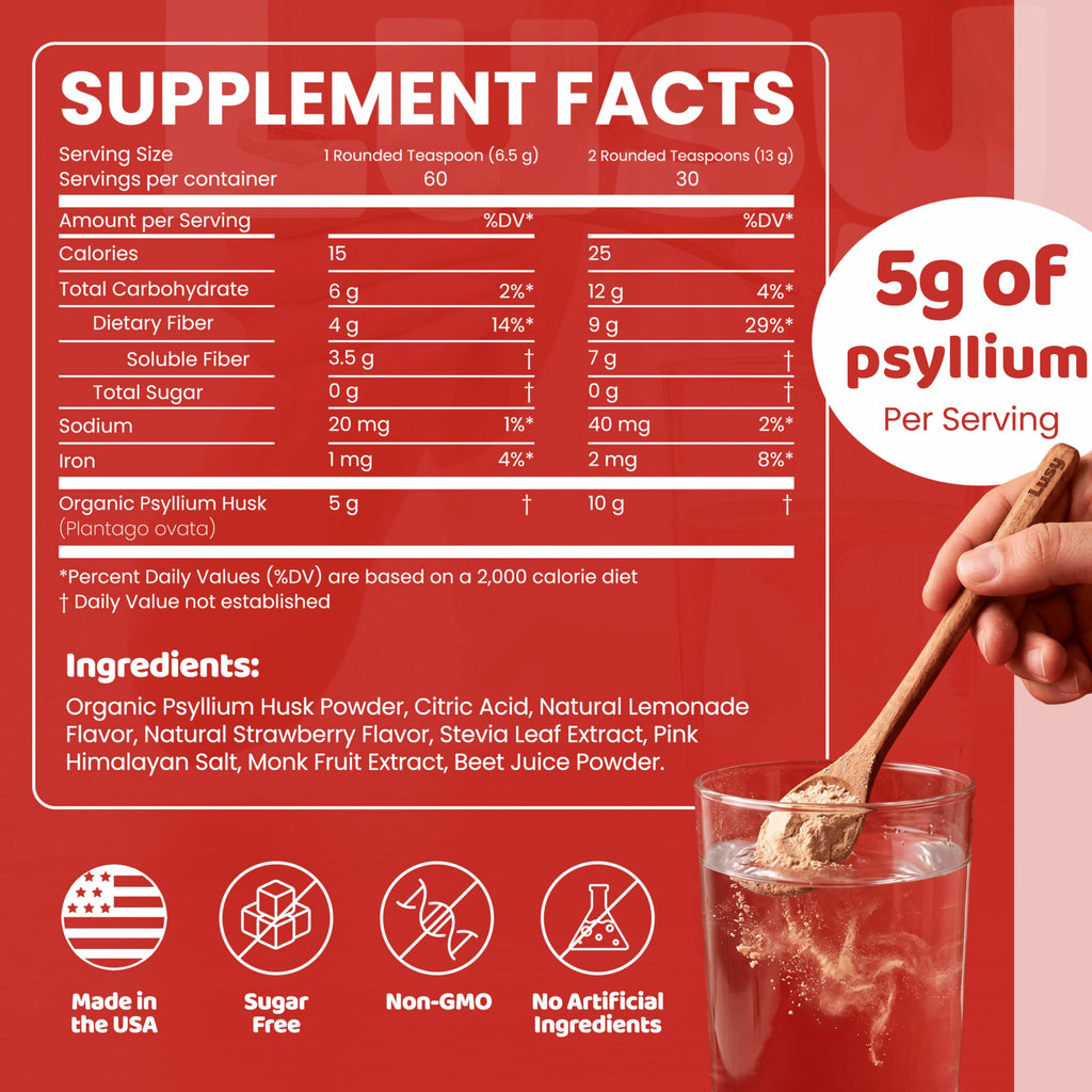Psyllium Husk Fiber Supplement Strawberry Lemonade 13.8 oz F6695