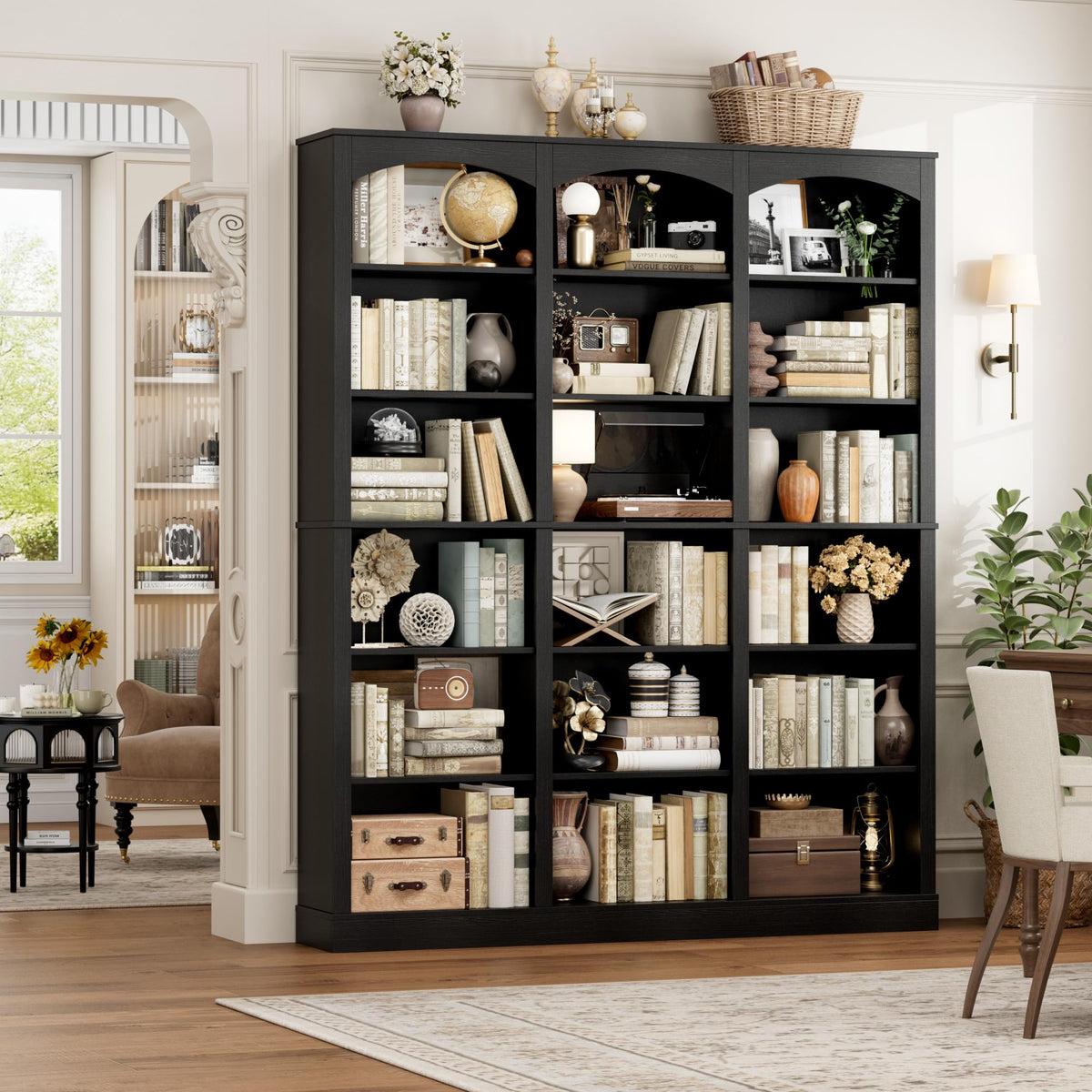 71" 6 Tier Black Bookshelf V9107