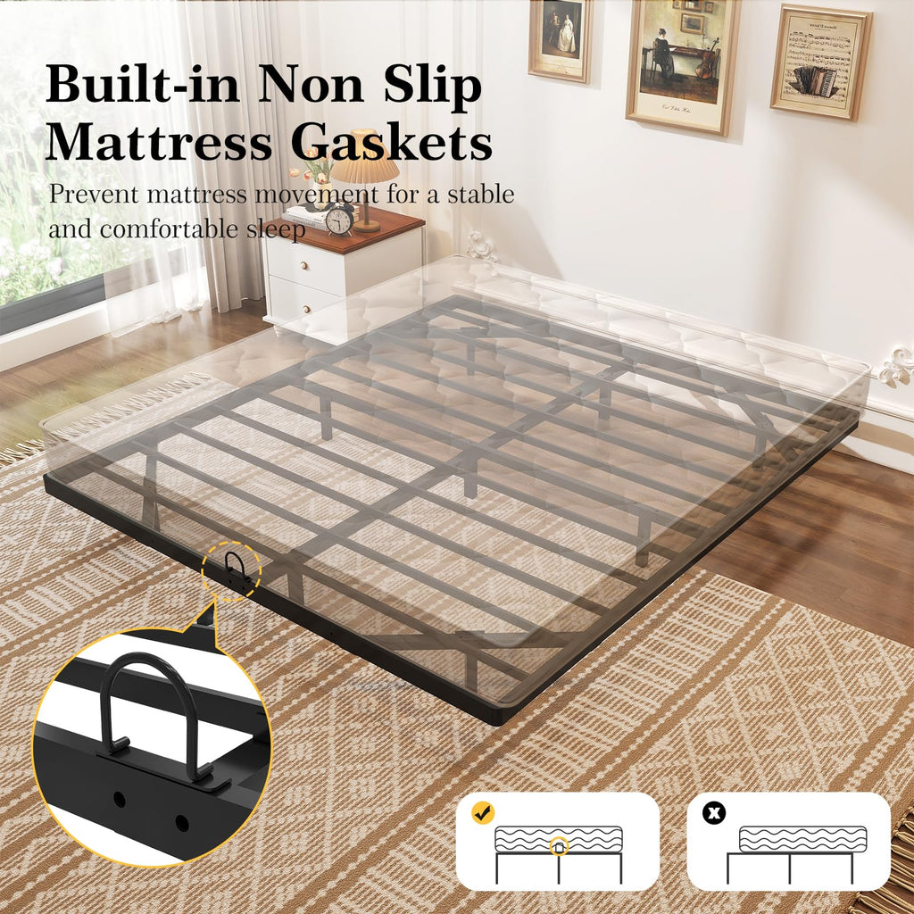 Full Size Metal Floating Bed Frame with LED Lights K942