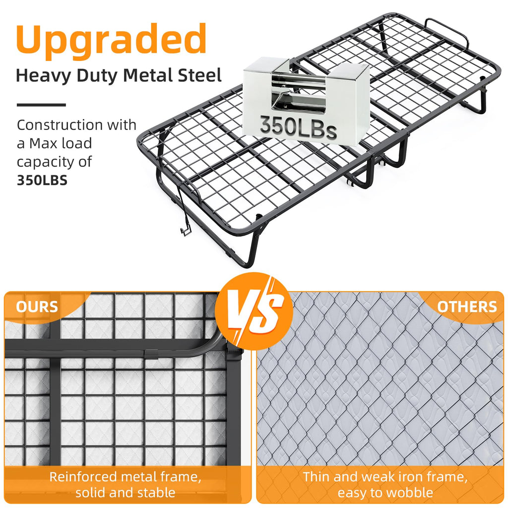 Folding Bed with Mattress 75 x 31 Inch Twin Size S28874