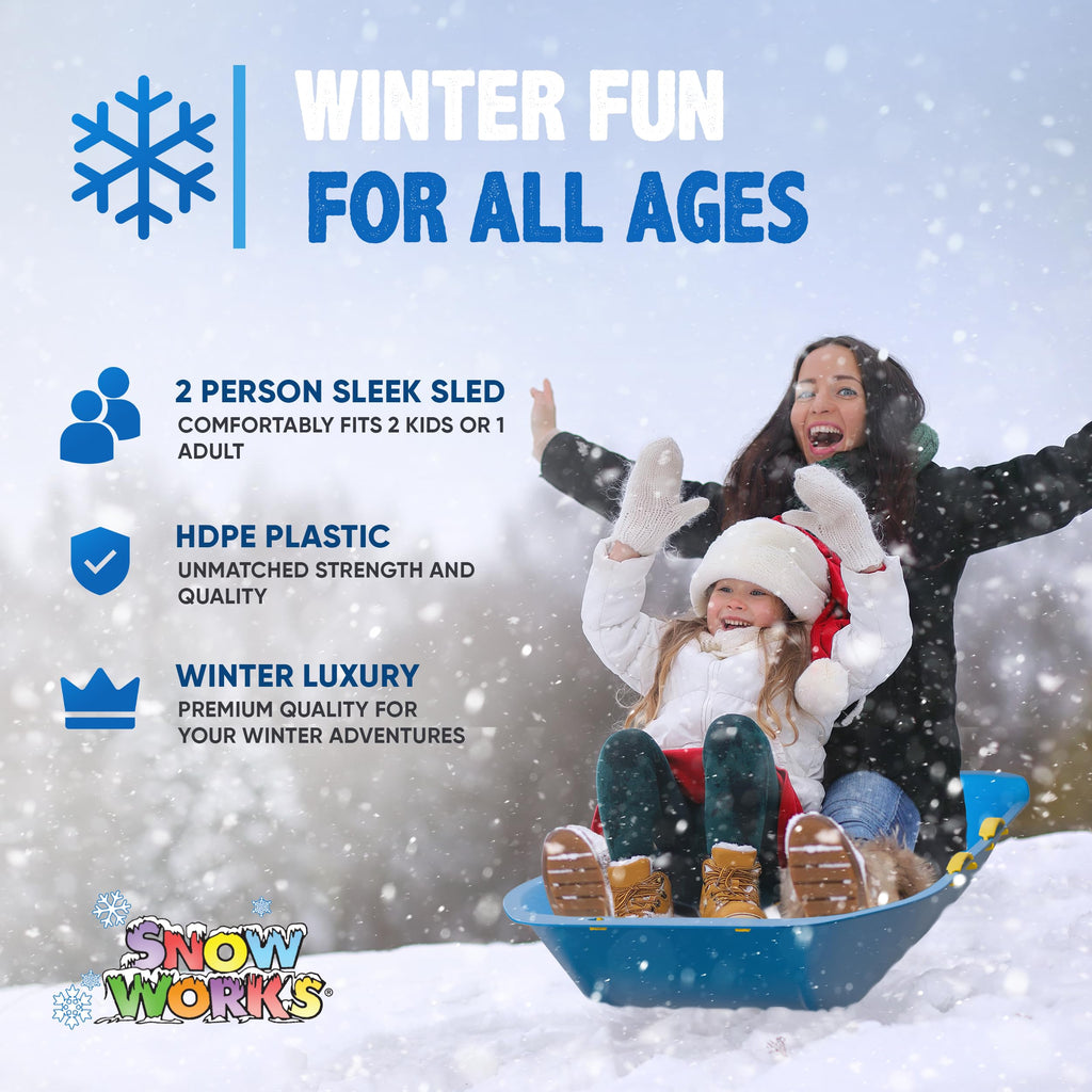 47.5" High-Density Plastic Toboggan Sled with Handles and Pull Rope G29780