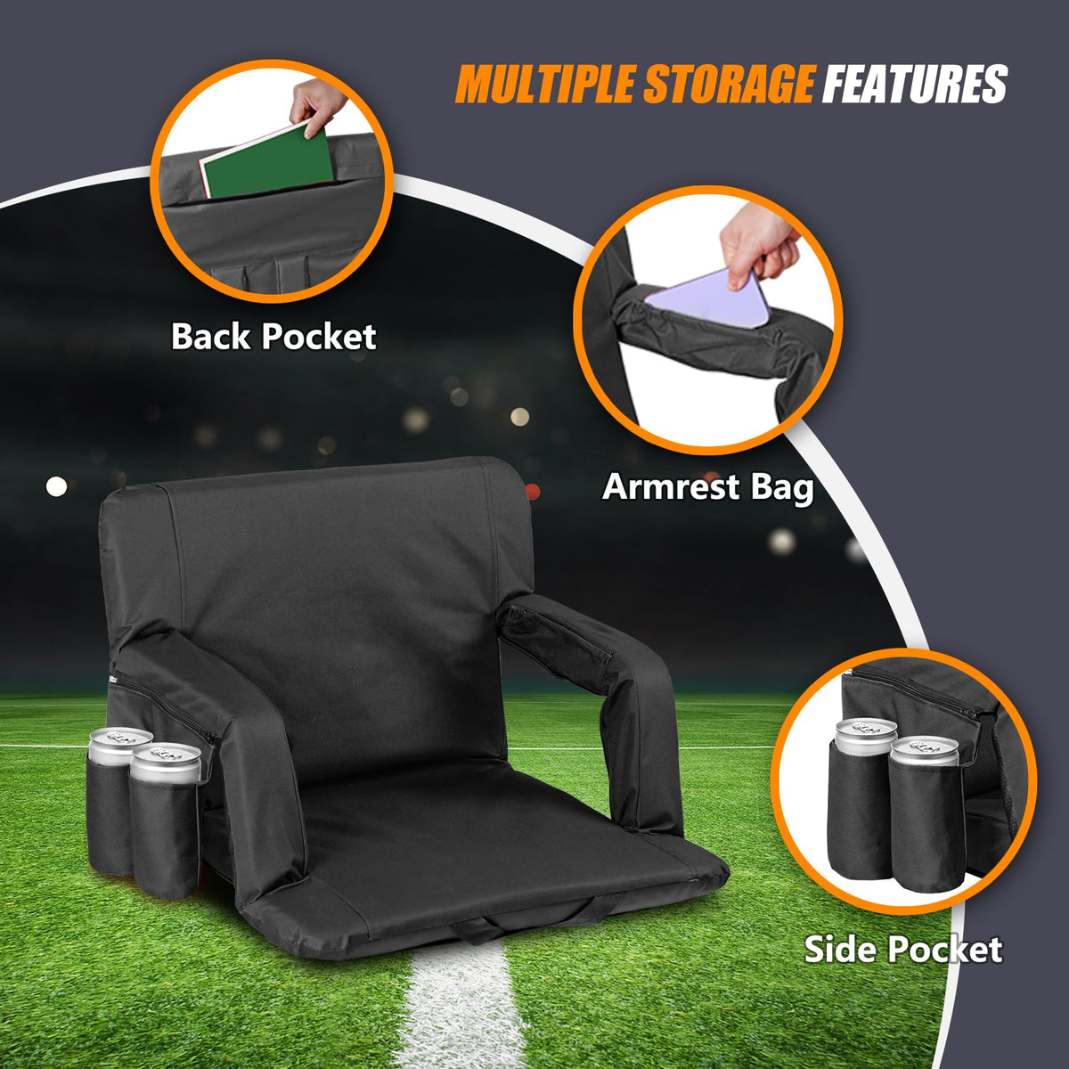 2 Pack Reclining Stadium Seat with Back Support G785980