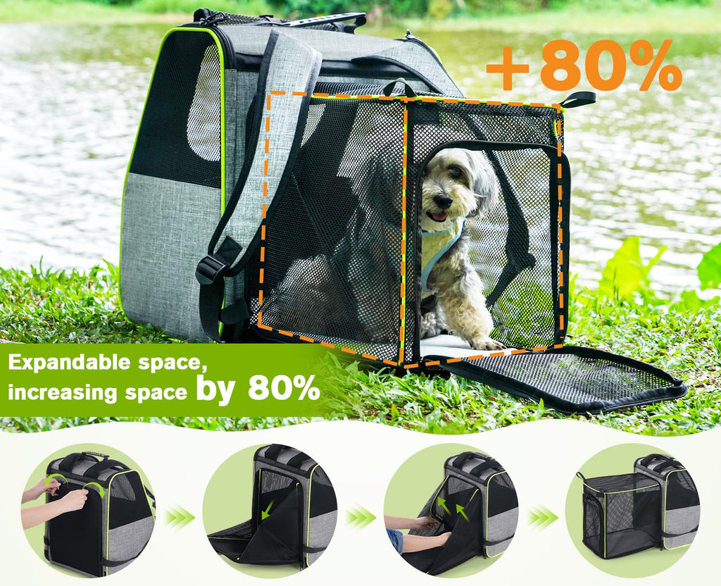 Expandable Cat Backpack Carrier with Ventilated Mesh, Grey T959