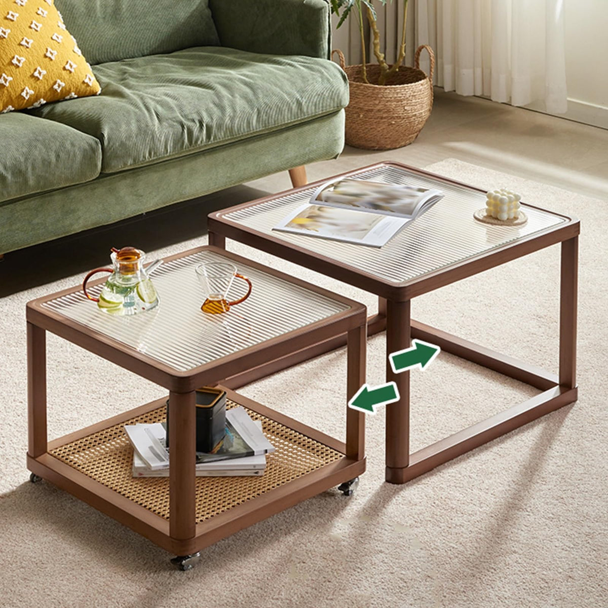 Square Glass Coffee Table Set of 2 J471098