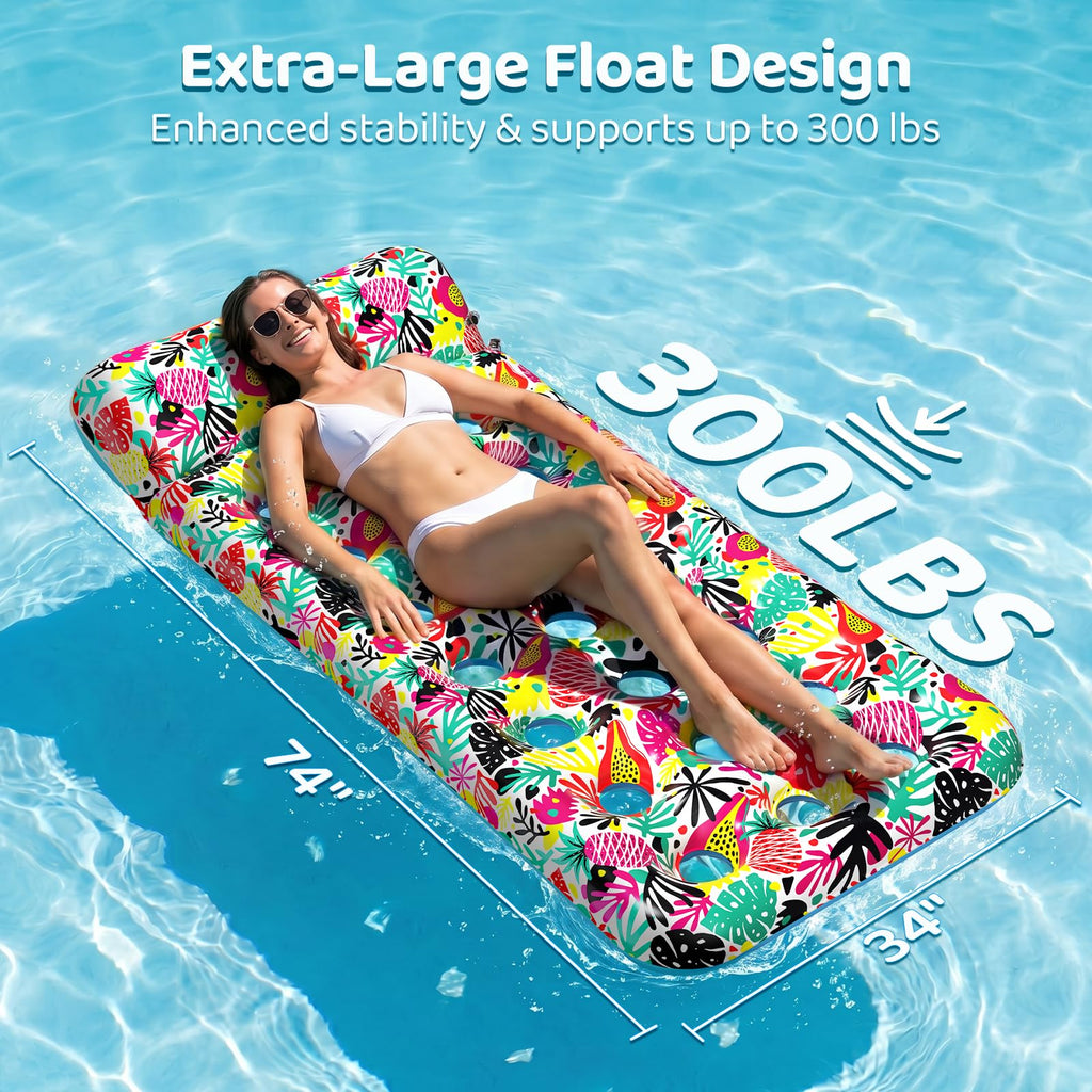4 Pack Oversized Inflatable Pool Floats with Headrest G887197