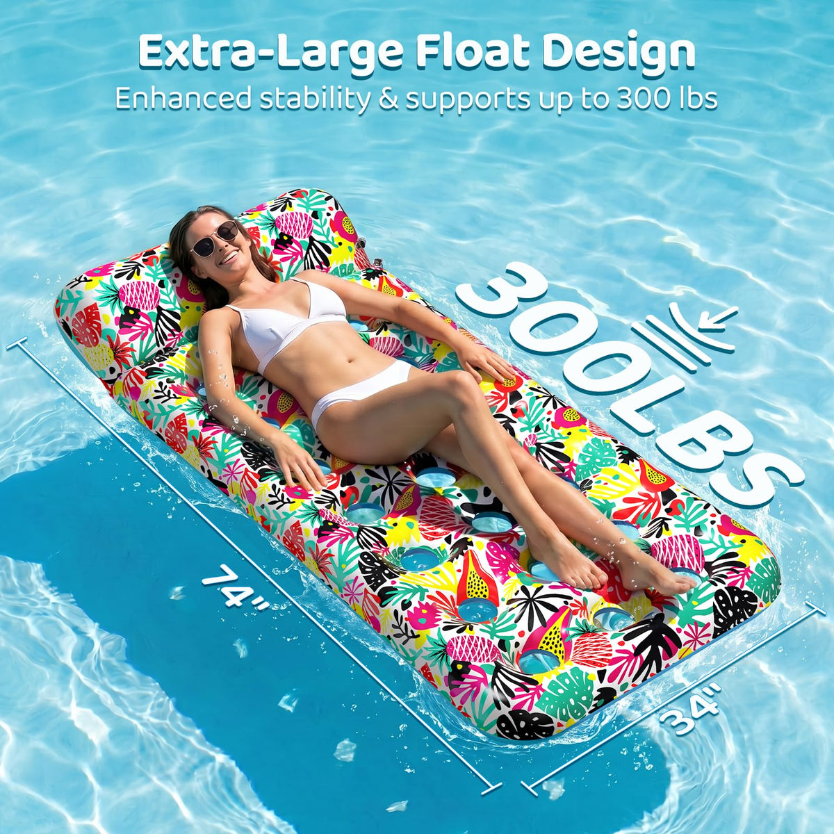4 Pack Oversized Inflatable Pool Floats with Headrest G887197