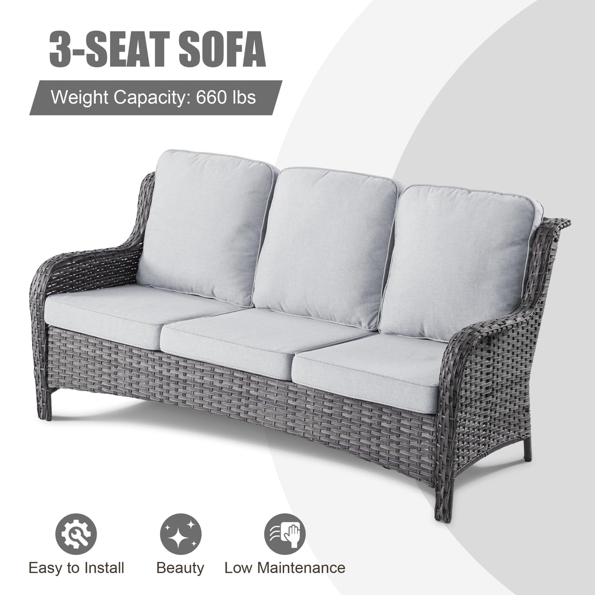 5 Piece Wicker Sofa Set with Fire Pit Table A5715