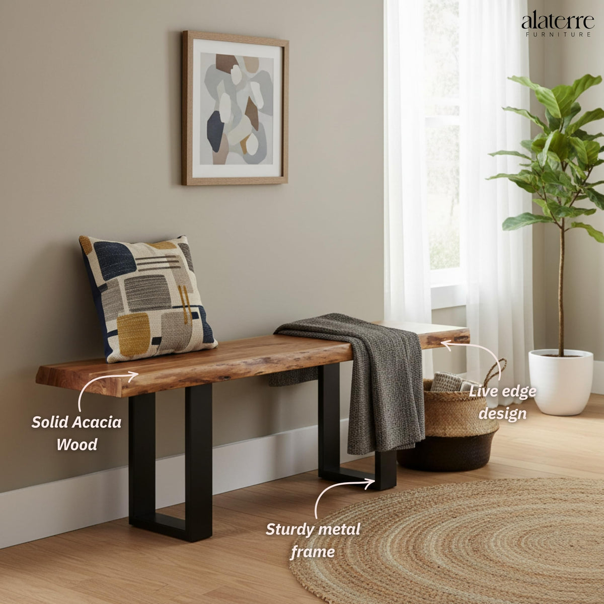 Solid Wood Entryway Bench K969
