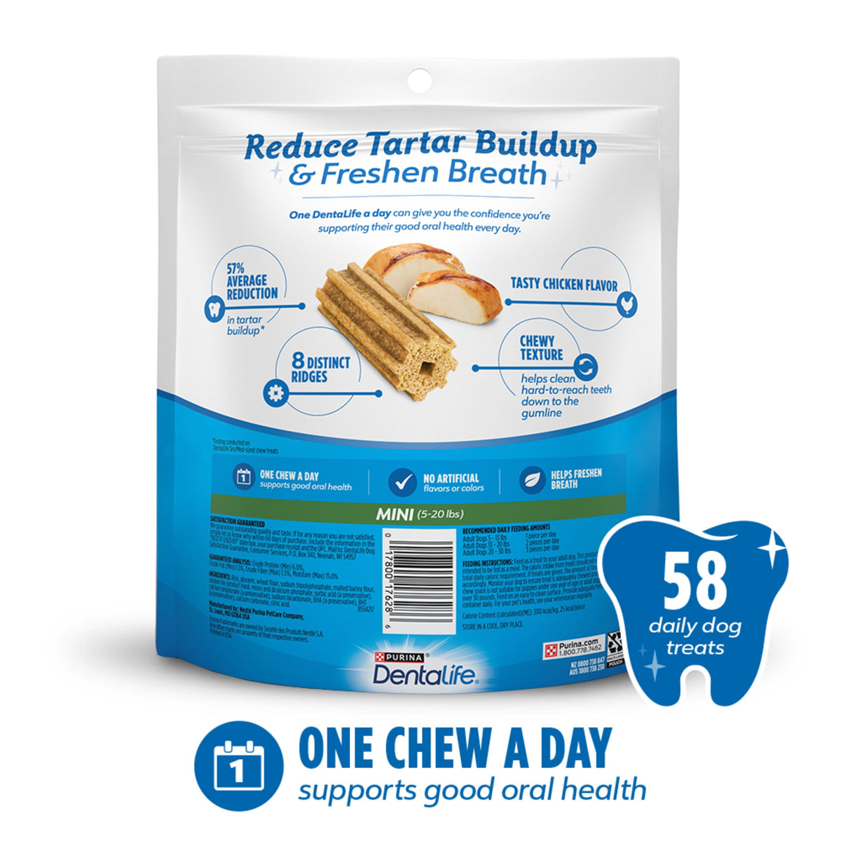 Daily Oral Care Dog Treats for Small Dogs, 58 ct K441