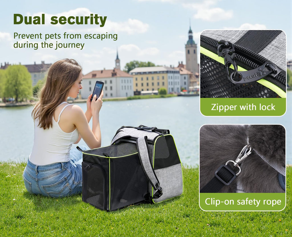 Expandable Cat Backpack Carrier with Ventilated Mesh, Grey T959