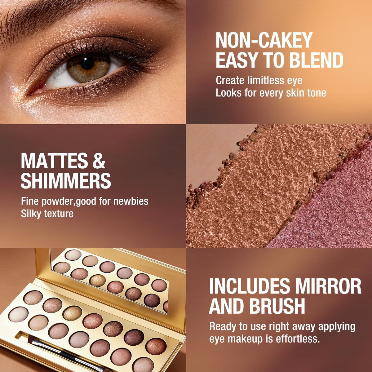 14 Color Cool Toned Baked Eyeshadow Palette S55681