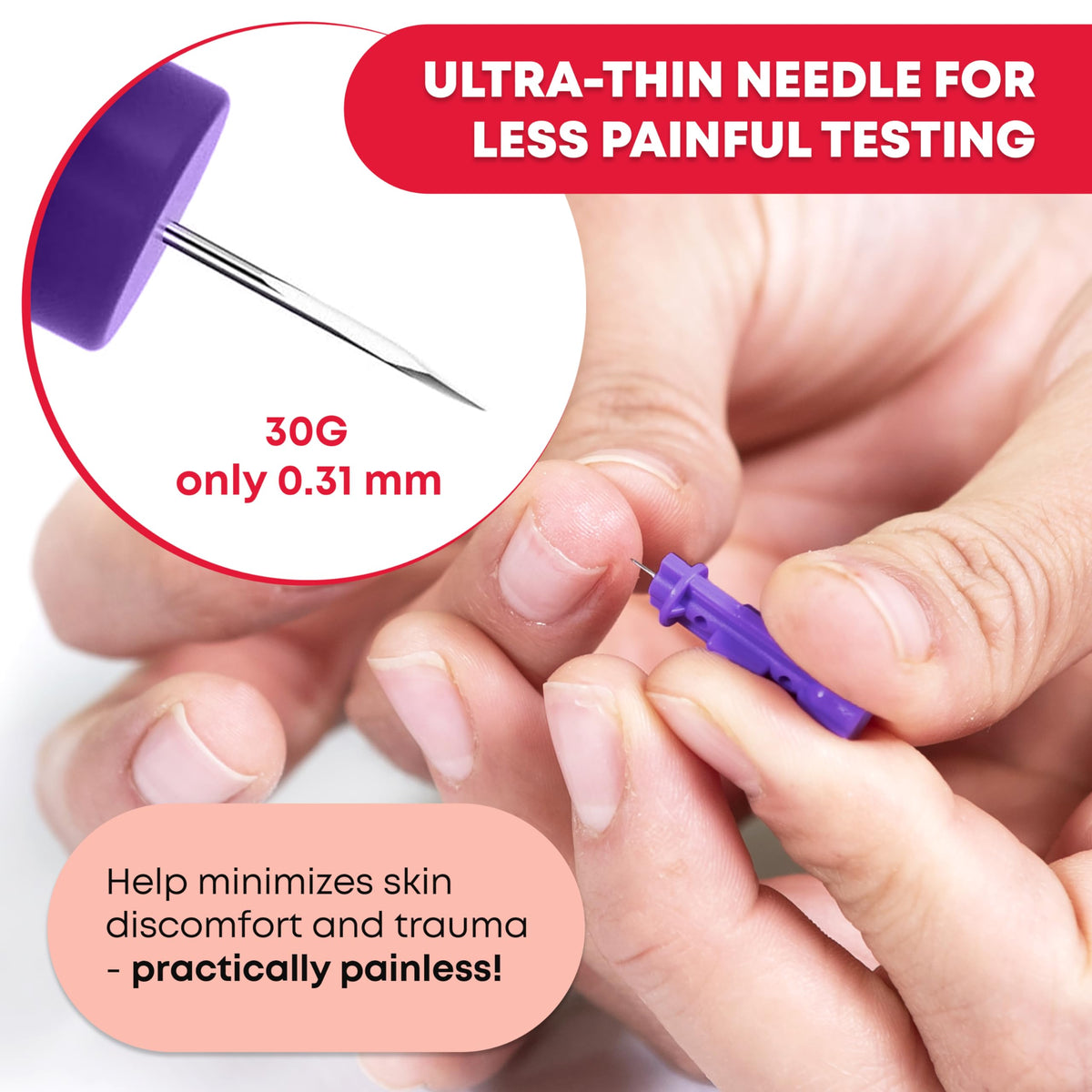 Sterile Twist-Cap Lancets 30G Purple 500 Count U150109