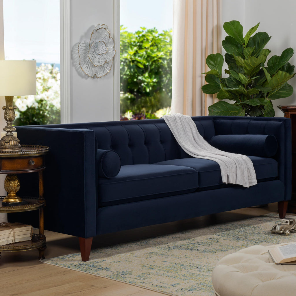 Dark Navy Blue Performance Velvet Tufted Sofa U412