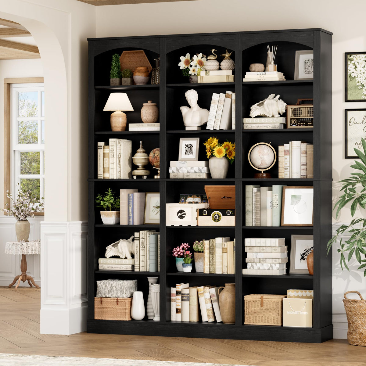 71" 6 Tier Black Bookshelf V9107