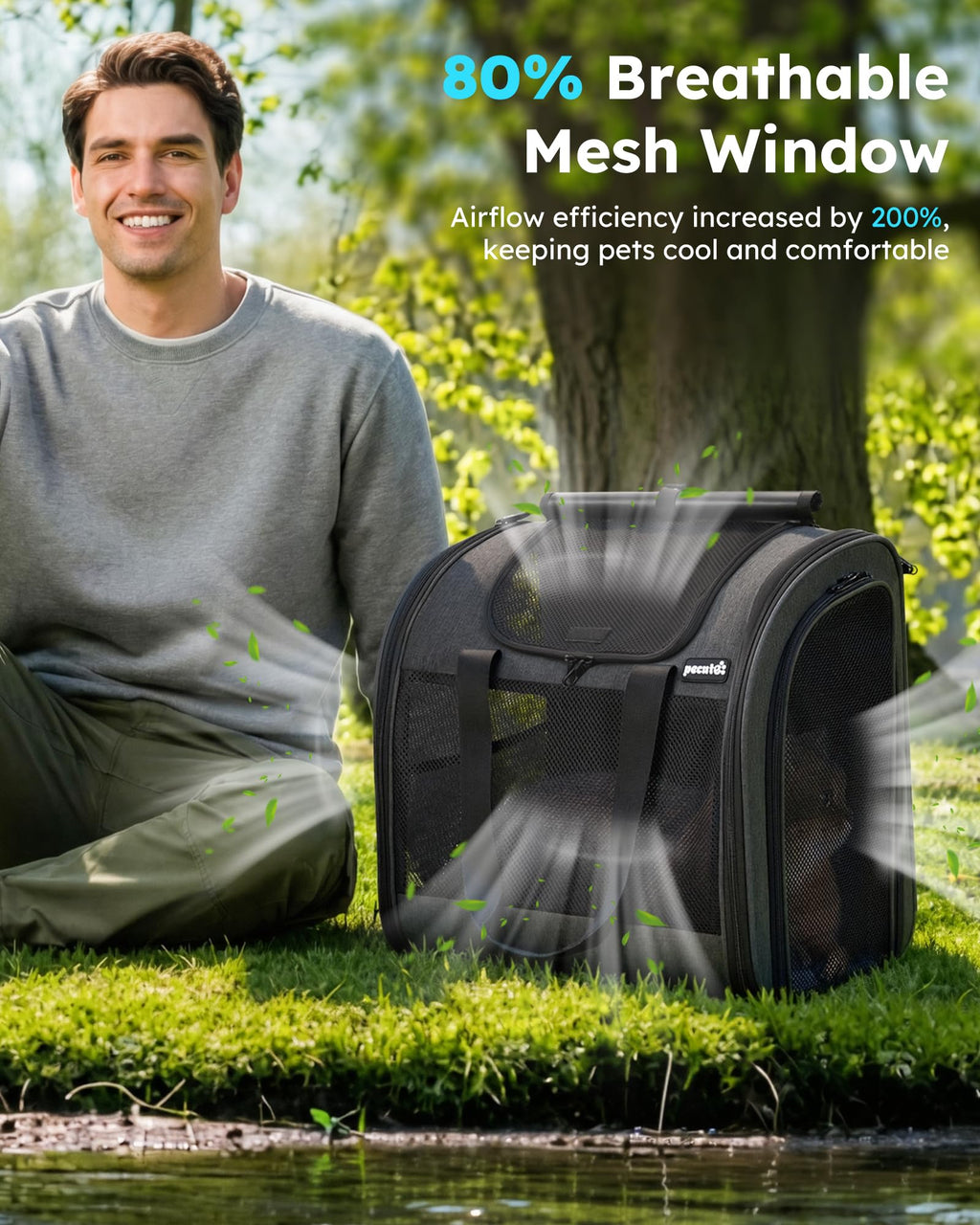 Dark Grey Cat Backpack with Breathable Mesh S246710