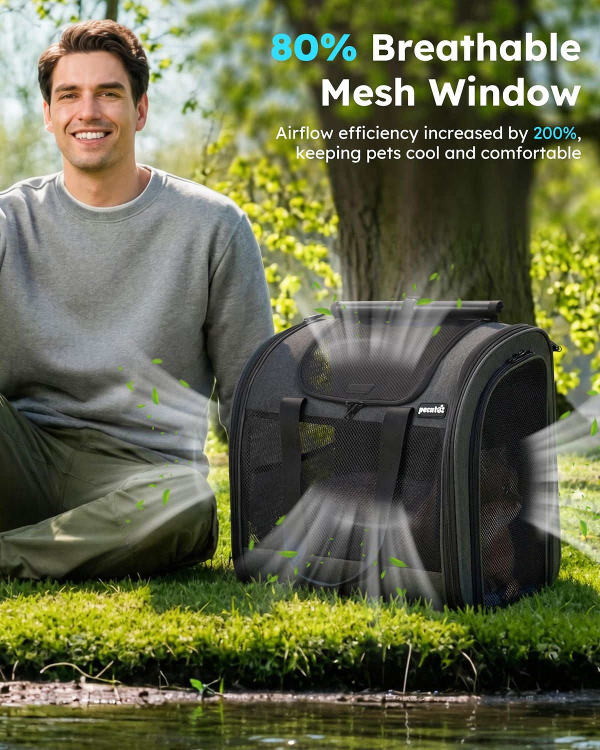 Dark Grey Cat Backpack with Breathable Mesh S246710
