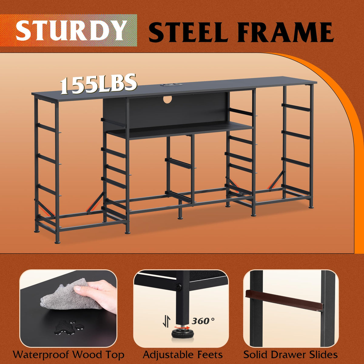 Black 12 Drawer LED Dresser TV Stand N686