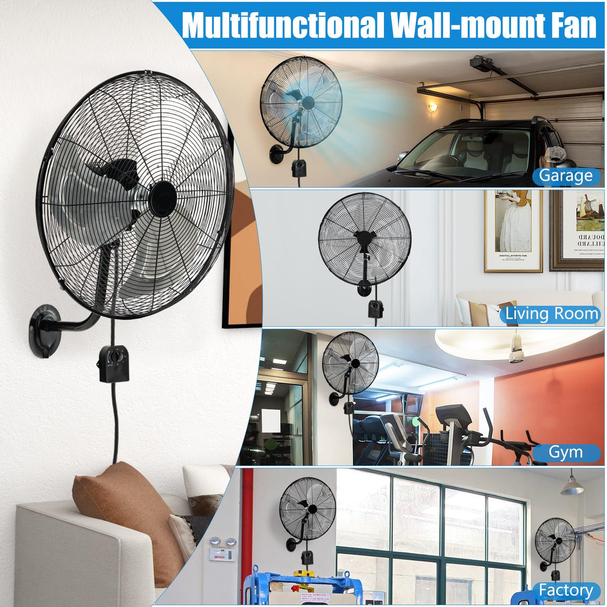 20 Inch Oscillating Wall Fan Y66815